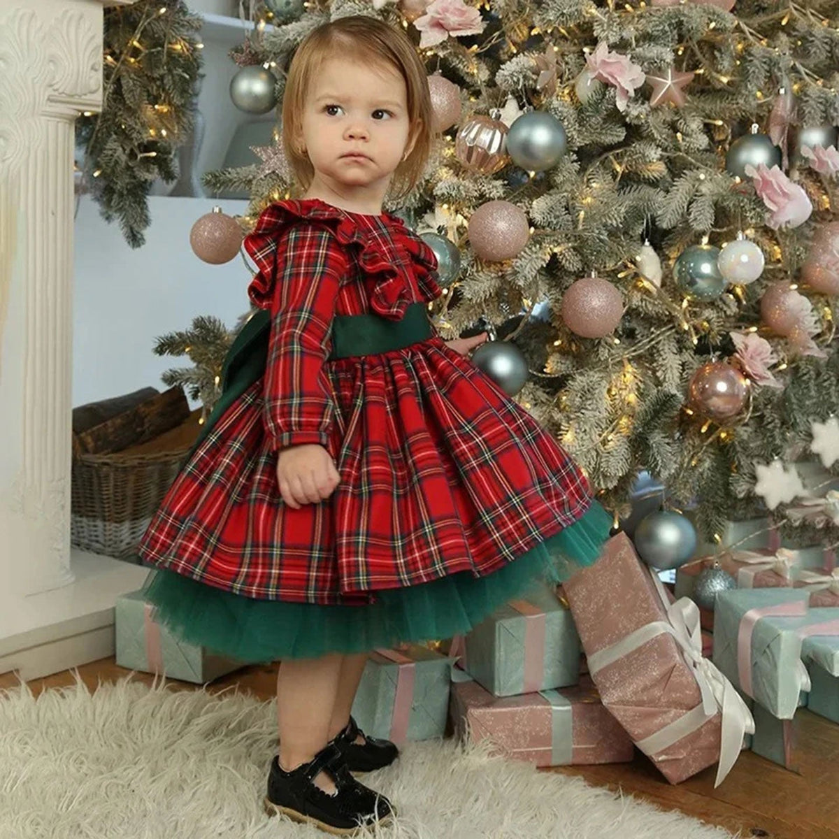 Jill Wish Red Long Sleeve Christmas Girl Dress Birthday Ball Gown J278