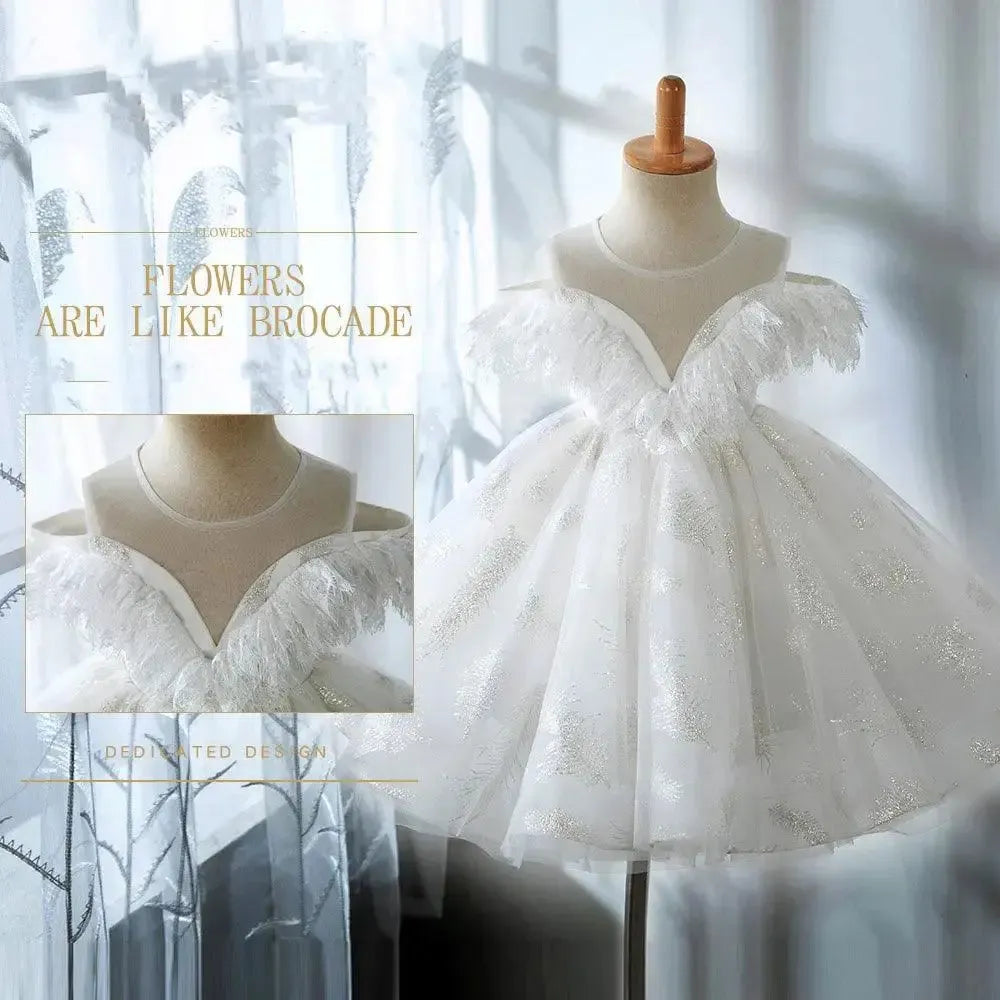 Jill Wish Shiny White Flower Girl Dress Arabic Princess J382