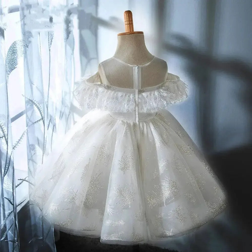 Jill Wish Shiny White Flower Girl Dress Arabic Princess J382