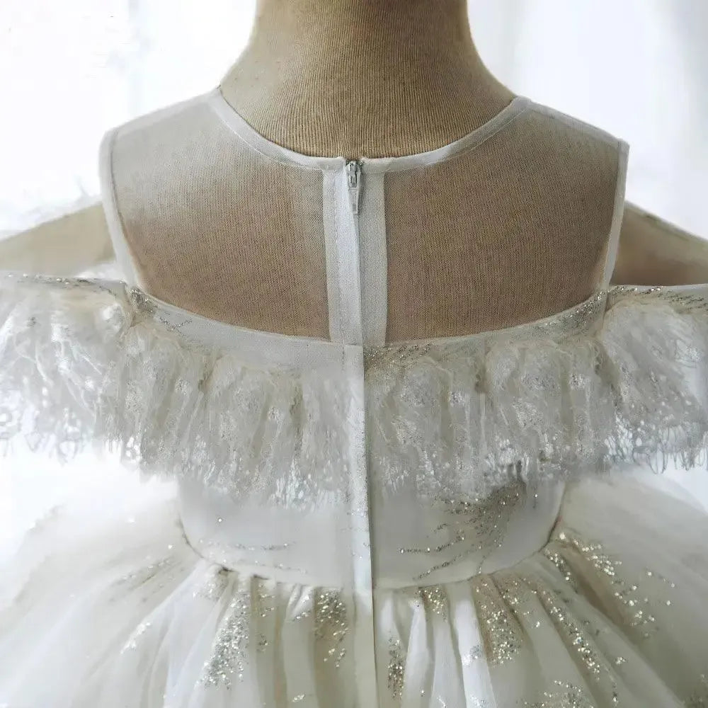 Jill Wish Shiny White Flower Girl Dress Arabic Princess J382