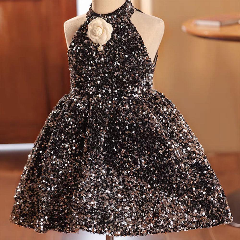 Jill Wish Sparkly Black Princess Girl Dress for Birthday Holiday Party J036