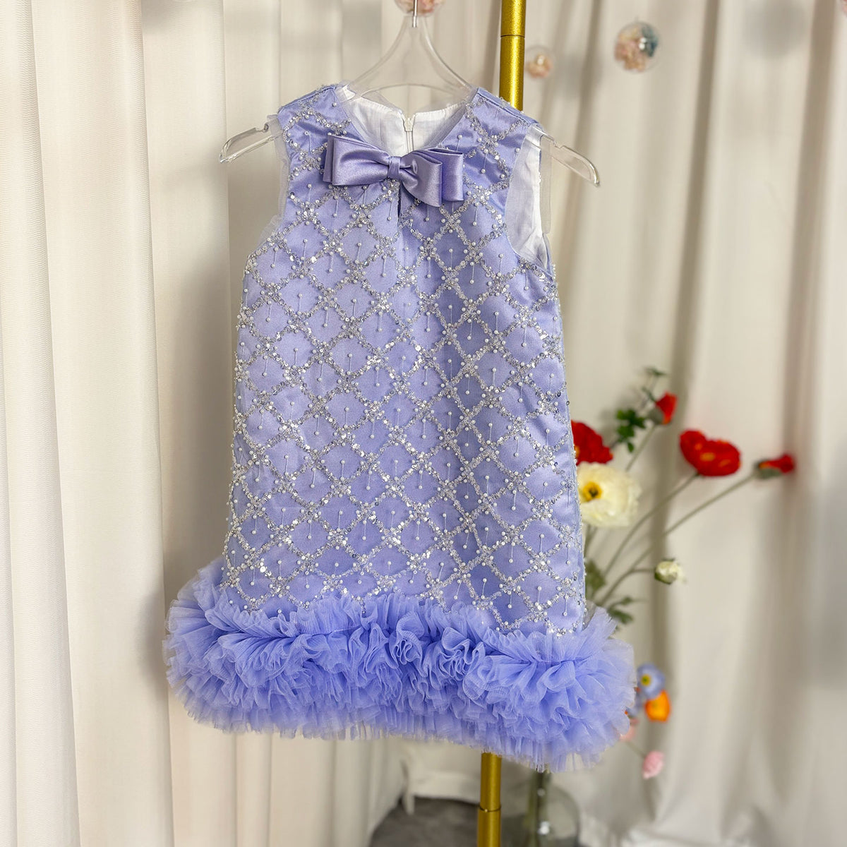 Jill Wish Sparkly Green Arabic Girl Dress Tiered Baby Kids Princess Birthday J173