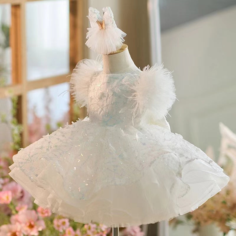 Jill Wish Sparkly White Girl Dress Pink Knee Length for Birthday Party J268
