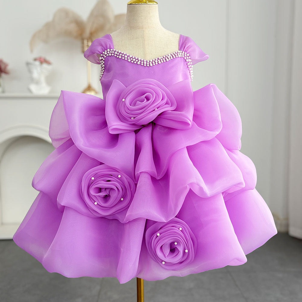 Jill Wish White Baby Girl Dress Pink for Birthday First Communion Party J317