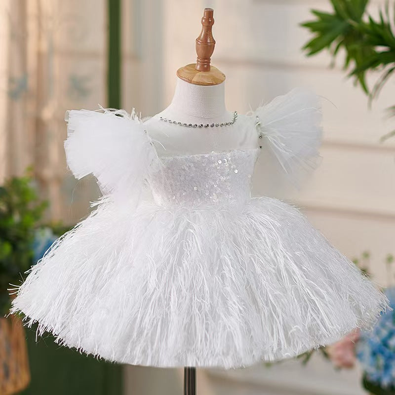 Jill Wish White Knee Length Baby 1st Birthday Girl Dress J304