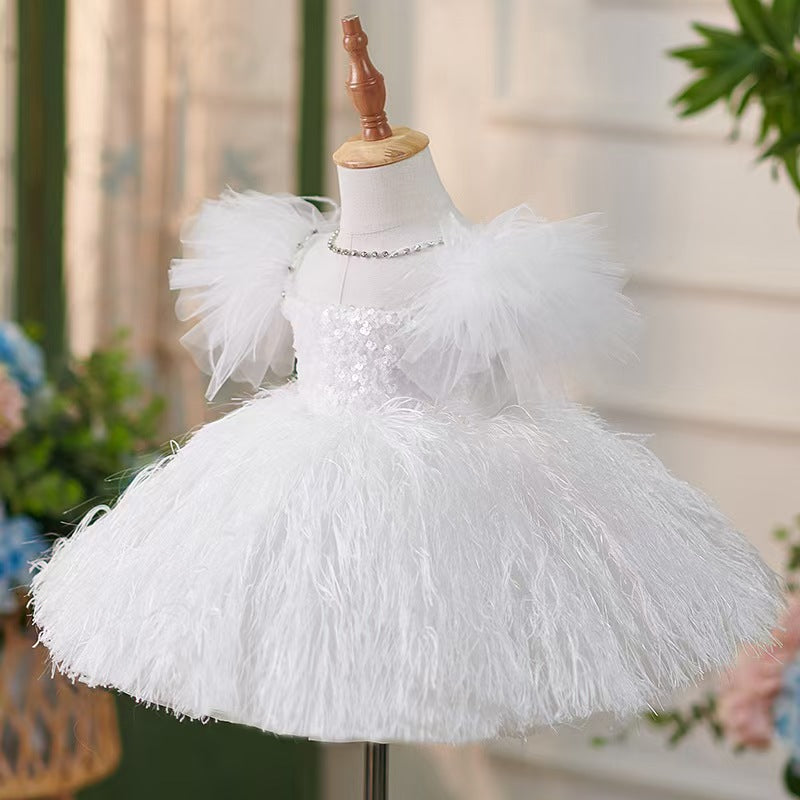 Jill Wish White Knee Length Baby 1st Birthday Girl Dress J304
