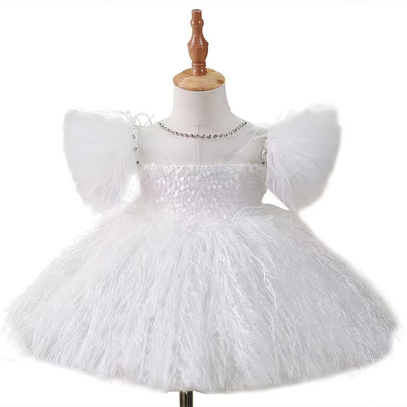 Jill Wish White Knee Length Baby 1st Birthday Girl Dress J304