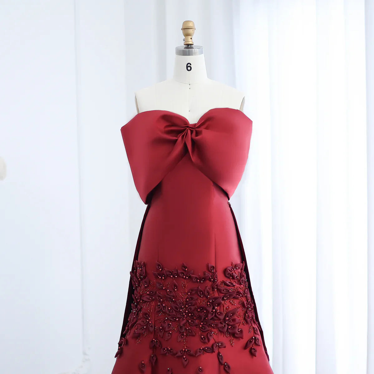 Luxury 3D Flowers Blush Pink Satin Mermaid Evening Dress Elegant Off Shoulder SS464