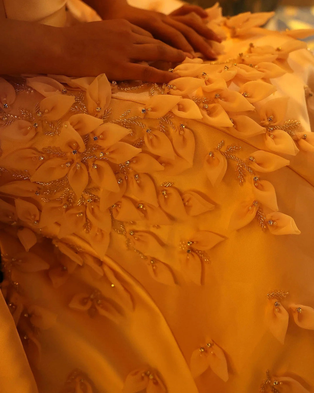 Luxury 3D Leaves Blush Pink Satin Mermaid Evening Dress with Cape SS463