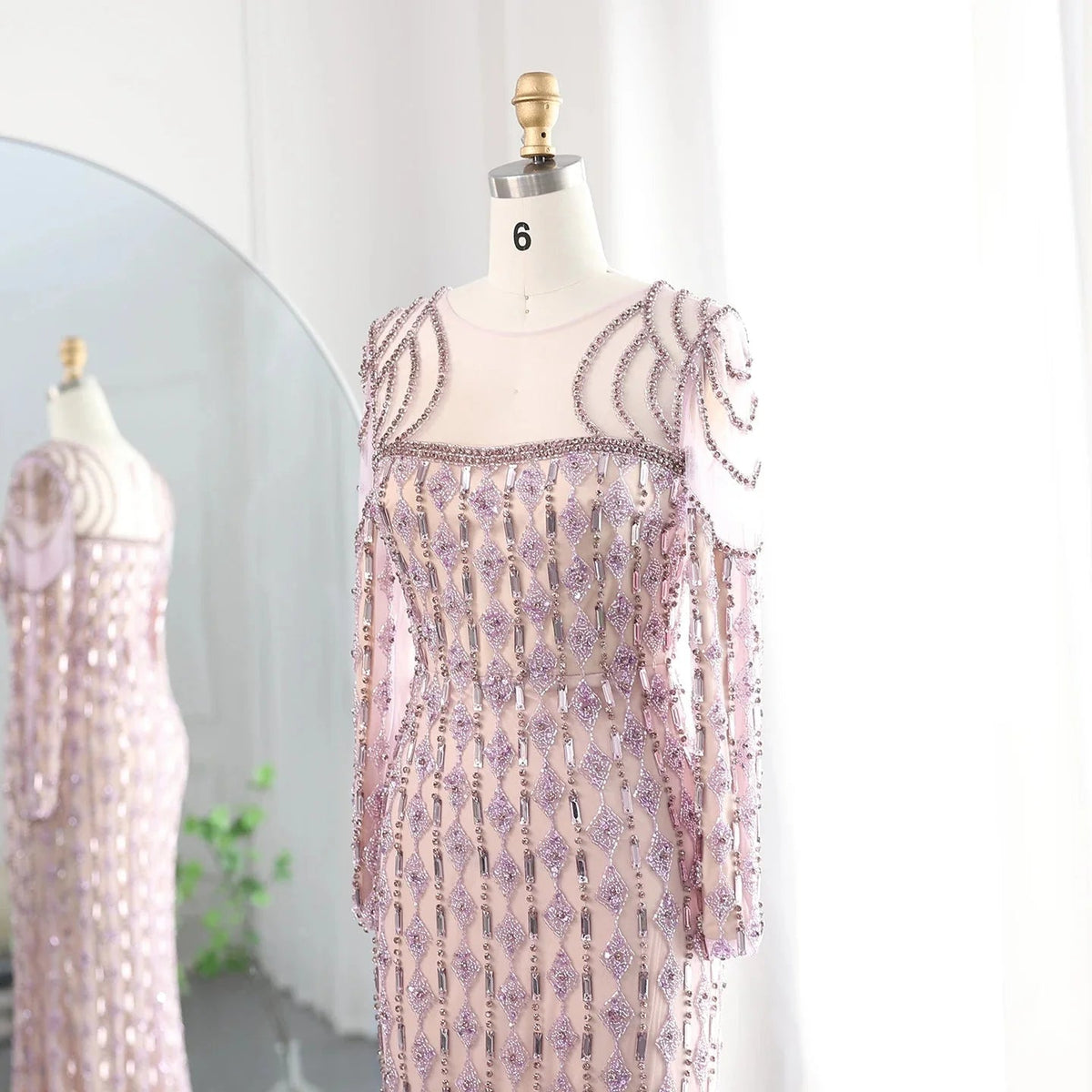 Luxury Arabic Sage Green Dubai Evening Dresses Mermaid Muslim Long Sleeves Islamic Women Wedding Party Gowns SS398
