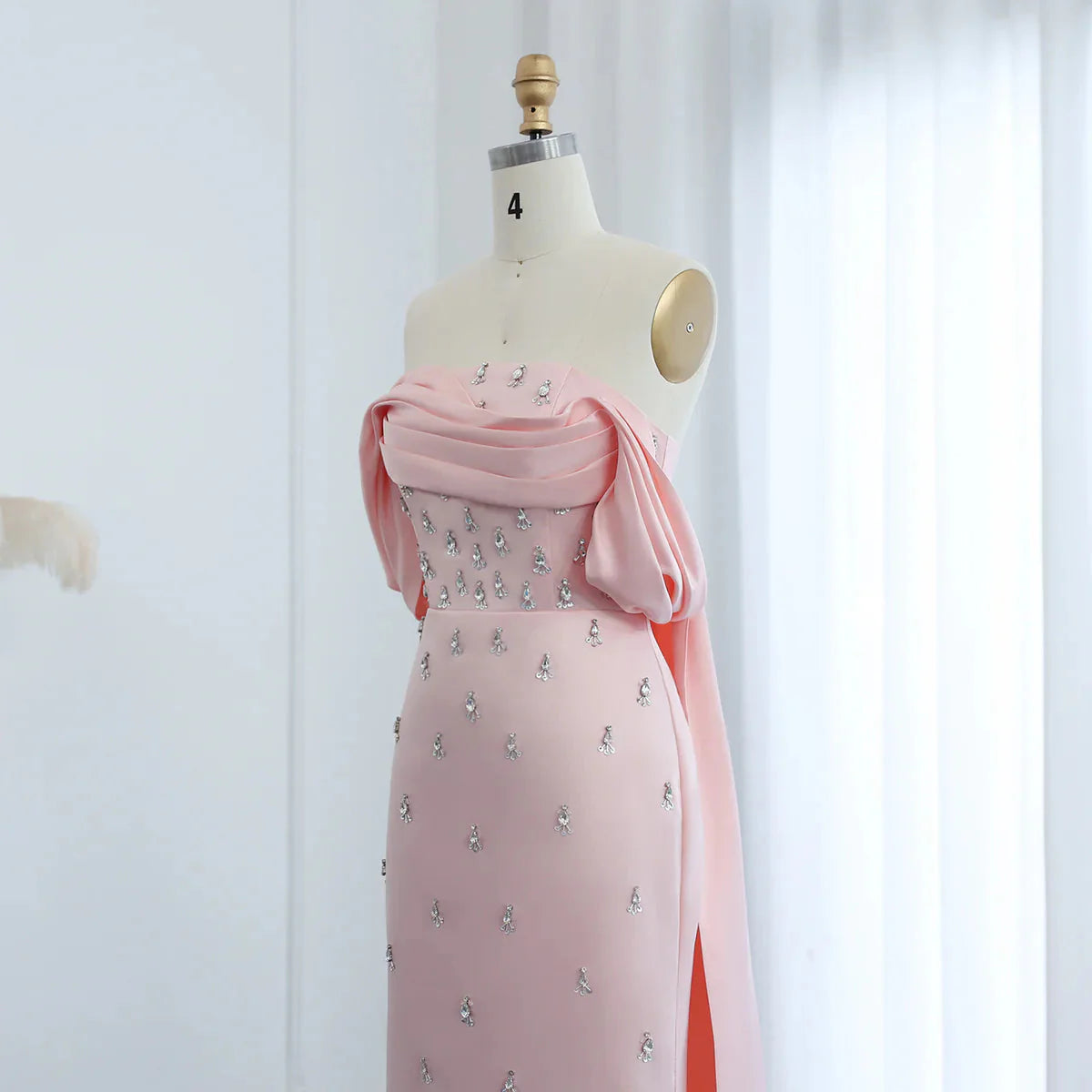 Luxury Baby Pink Off Shoulder Evening Dress for Women Wedding Saudi Arabia Dubai Long Formal Prom Party Gowns SS500