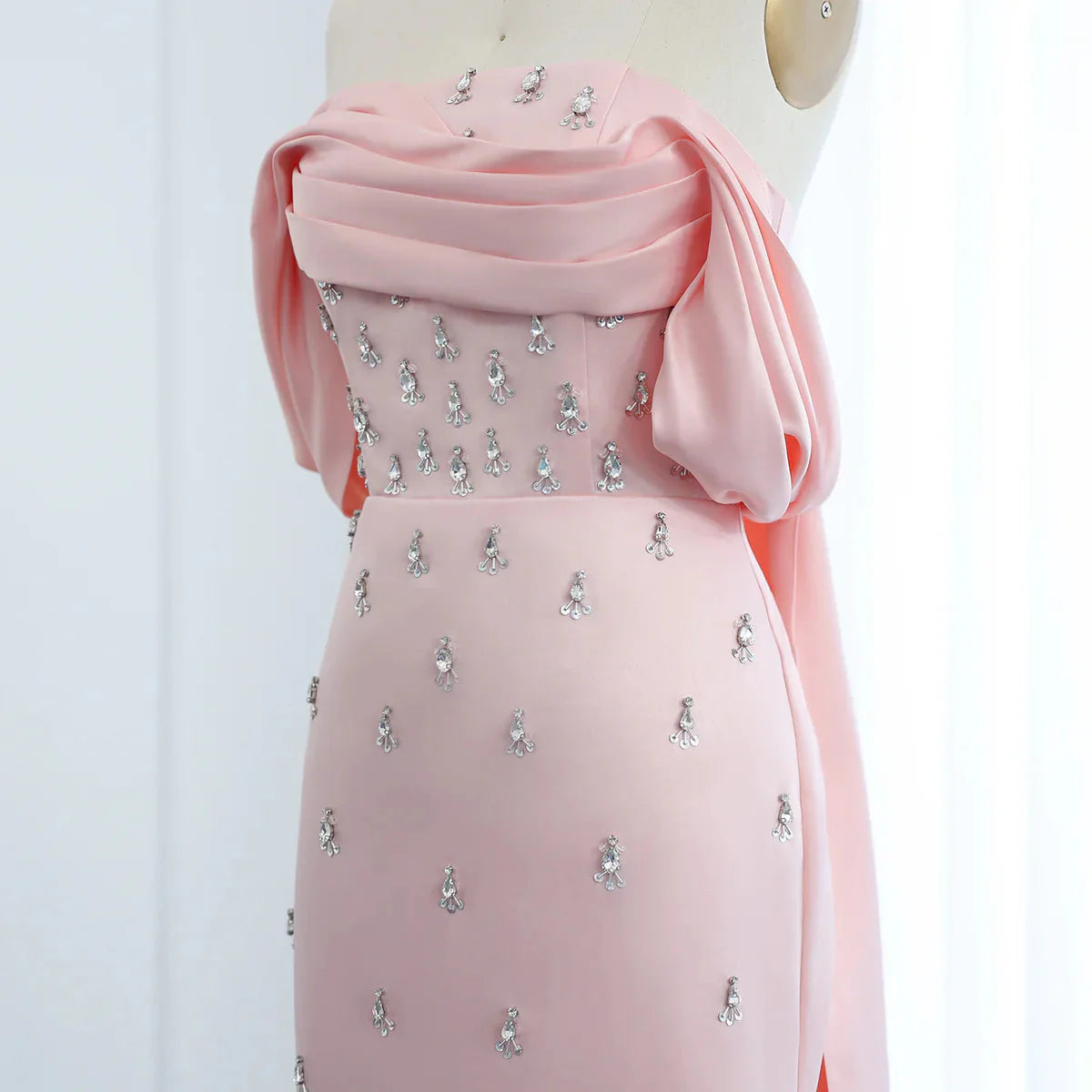 Luxury Baby Pink Off Shoulder Evening Dress for Women Wedding Saudi Arabia Dubai Long Formal Prom Party Gowns SS500