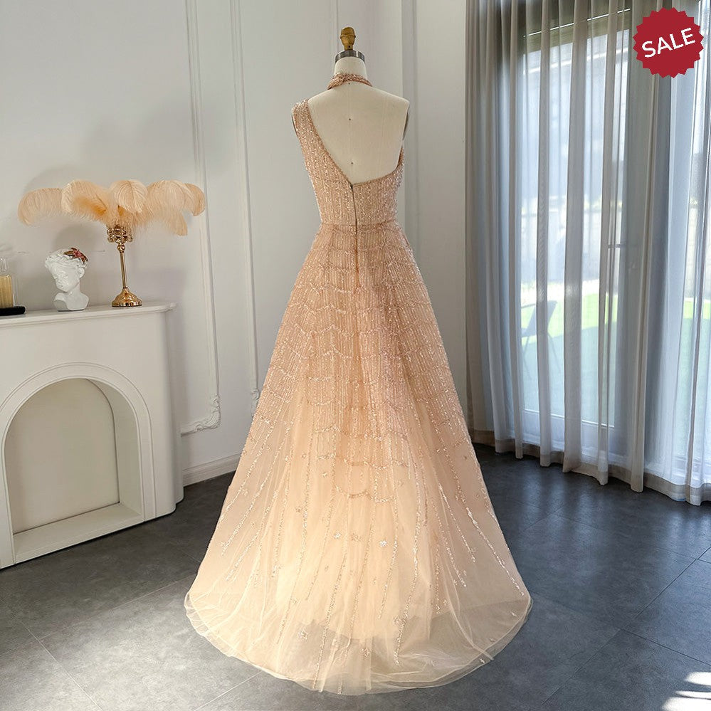 Luxury Beaded Dubai Lilac Evening Dresses for Women Wedding Party 2023 Elegant Long Arabic Prom Formal Gowns SS329