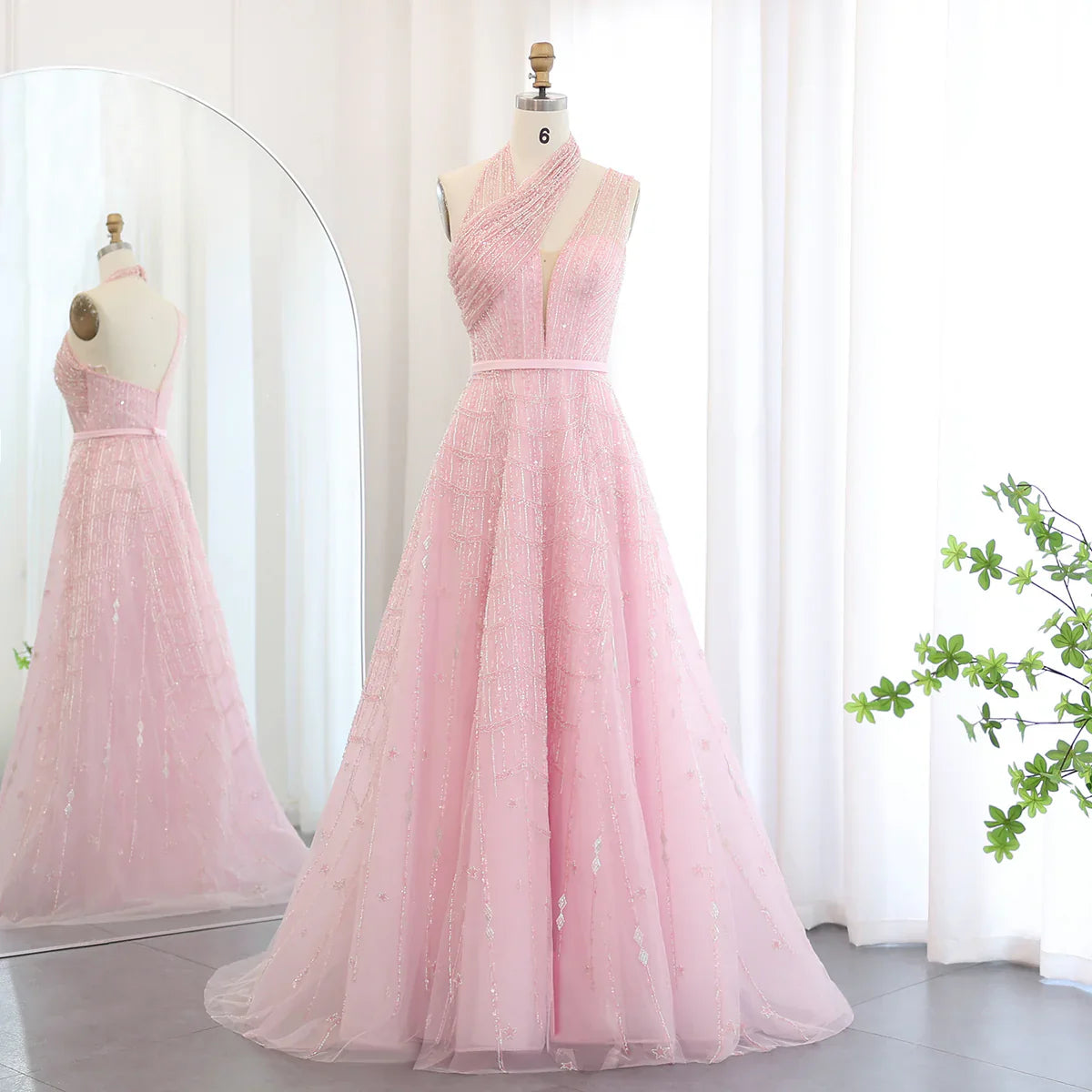 Luxury Beaded Dubai Lilac Evening Dresses for Women Wedding Party 2023 Elegant Long Arabic Prom Formal Gowns SS329