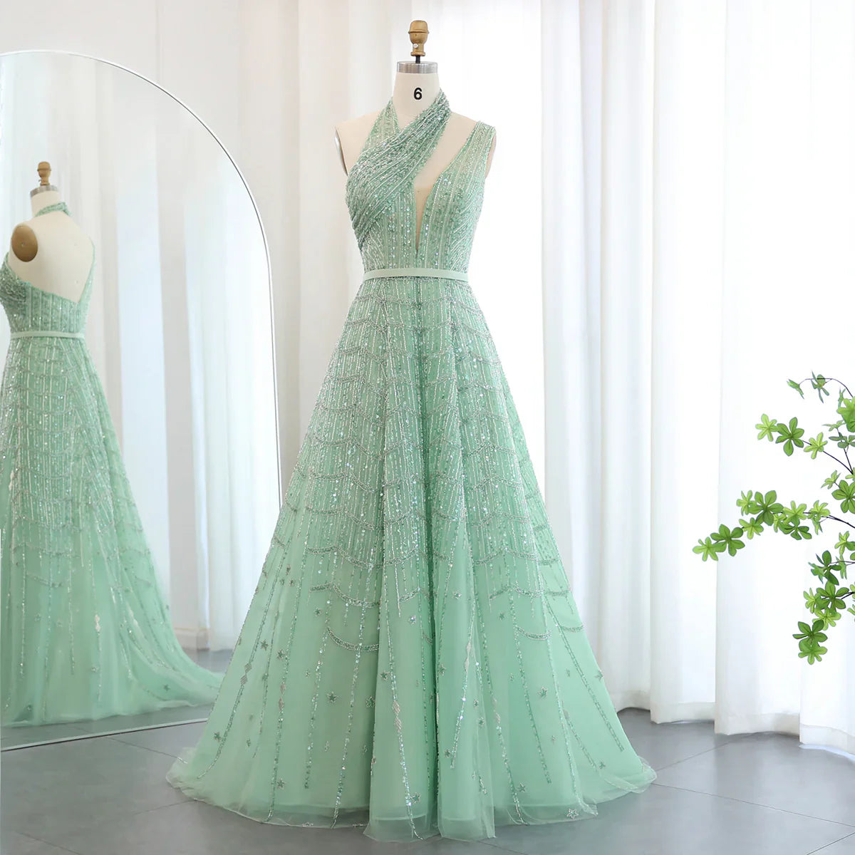 Luxury Beaded Dubai Lilac Evening Dresses for Women Wedding Party 2023 Elegant Long Arabic Prom Formal Gowns SS329