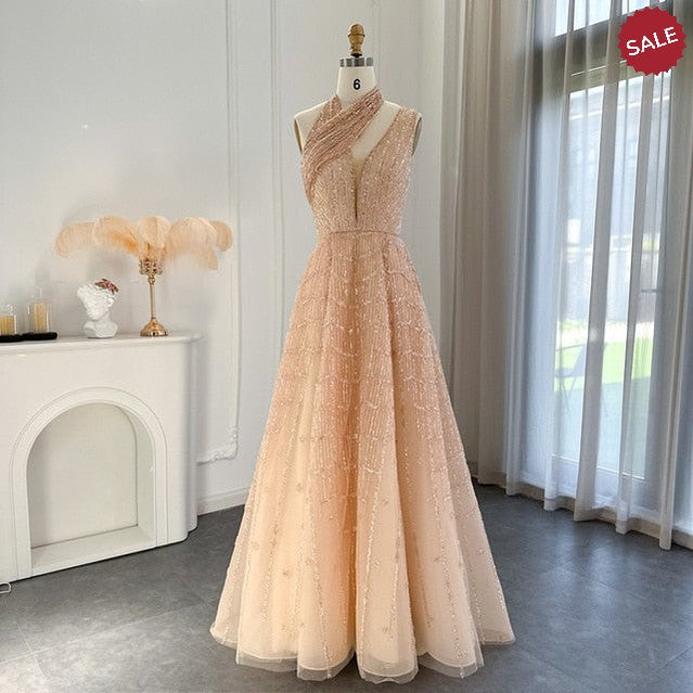 Luxury Beaded Dubai Lilac Evening Dresses for Women Wedding Party 2023 Elegant Long Arabic Prom Formal Gowns SS329