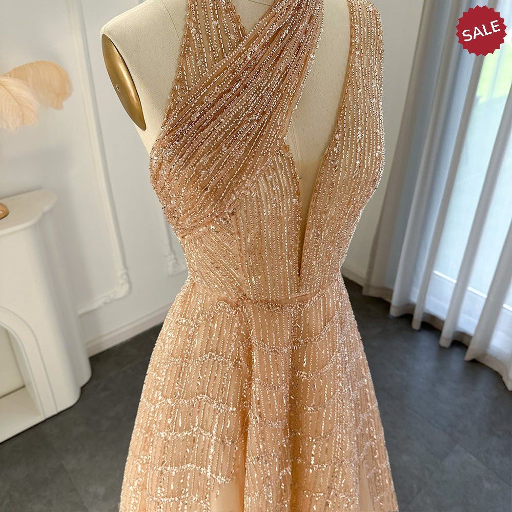 Luxury Beaded Dubai Lilac Evening Dresses for Women Wedding Party 2023 Elegant Long Arabic Prom Formal Gowns SS329