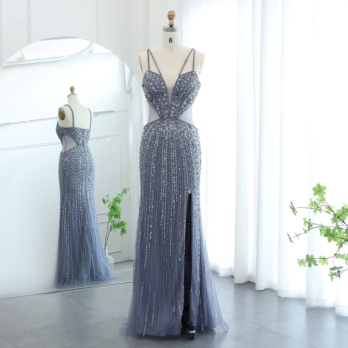 Luxury Beaded Nude Mermaid Evening Dress SS177
