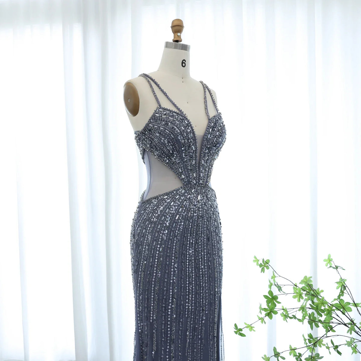 Luxury Beaded Nude Mermaid Evening Dress SS177