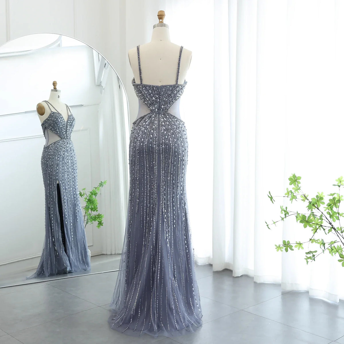 Luxury Beaded Nude Mermaid Evening Dress SS177