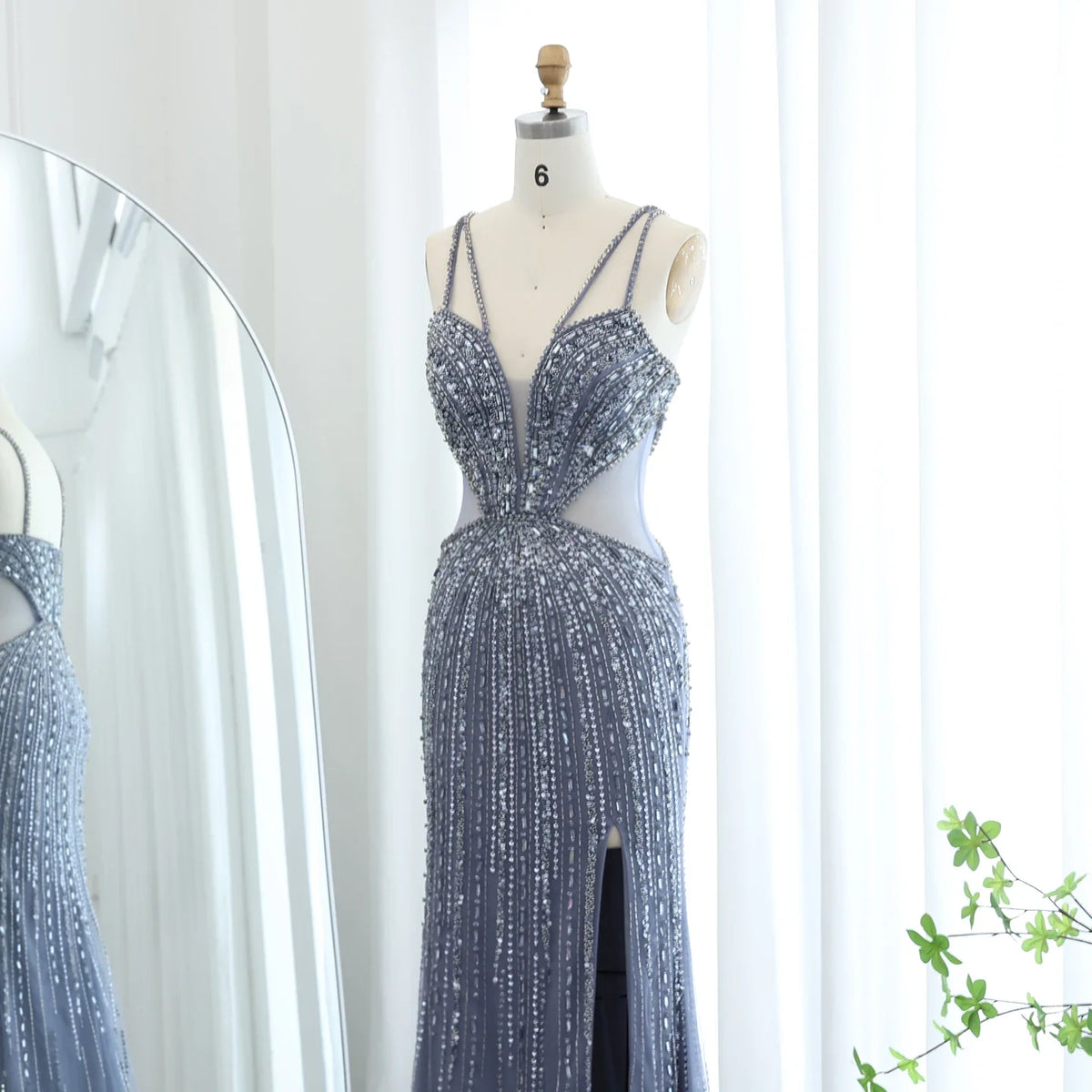 Luxury Beaded Nude Mermaid Evening Dress SS177