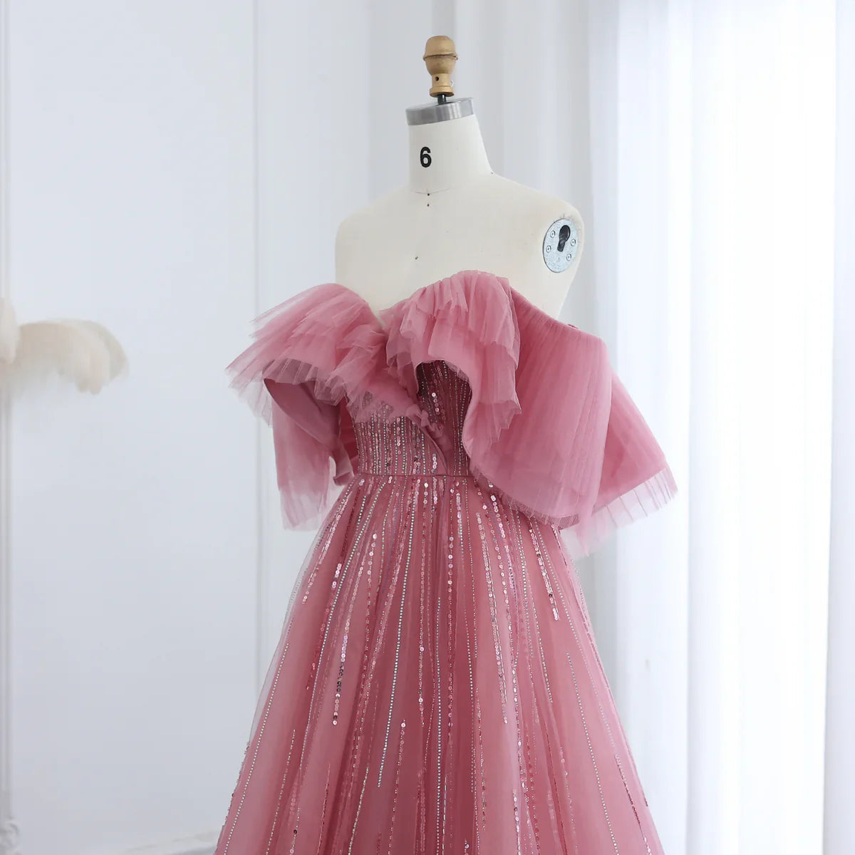 Luxury Dubai Ball Gown Fuchsia Evening Dress for Women Wedding 2023 Off Shoulder Arabic Celebrity Party Gown SS390