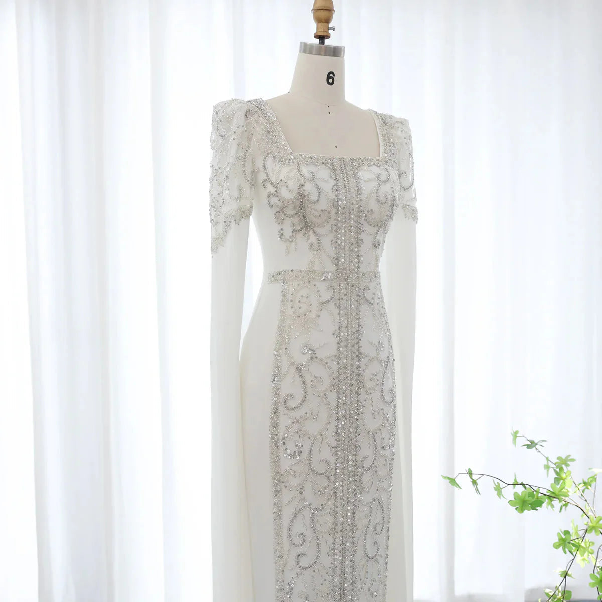 Luxury Dubai Blue Mermaid Muslim Evening Dresses with Cape Sleeves Arabic Women Wedding Engagement Party Gowns SS365