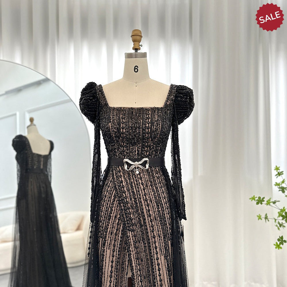 Luxury Dubai Fuchsia Evening Dresses for Women Wedding Elegant Long Sleeve Overskirt Arabic Formal Party Gowns SS318