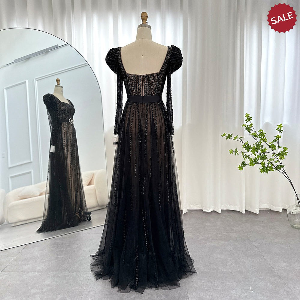 Luxury Dubai Fuchsia Evening Dresses for Women Wedding Elegant Long Sleeve Overskirt Arabic Formal Party Gowns SS318