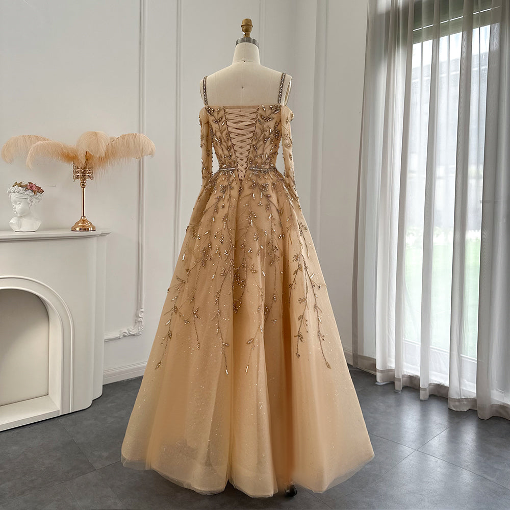 Luxury Dubai Fuchsia Purple Ball Gown Evening Dresses Arabic Women Blue Formal Dress for Wedding Guest Party SS414