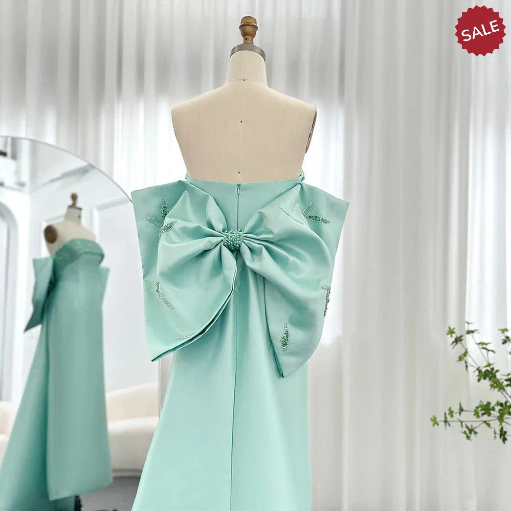 Luxury Dubai Lilac Arabic Evening Dresses with Bow Cape Beaded 2023 Elegant Women Wedding Formal Party Gowns SS319