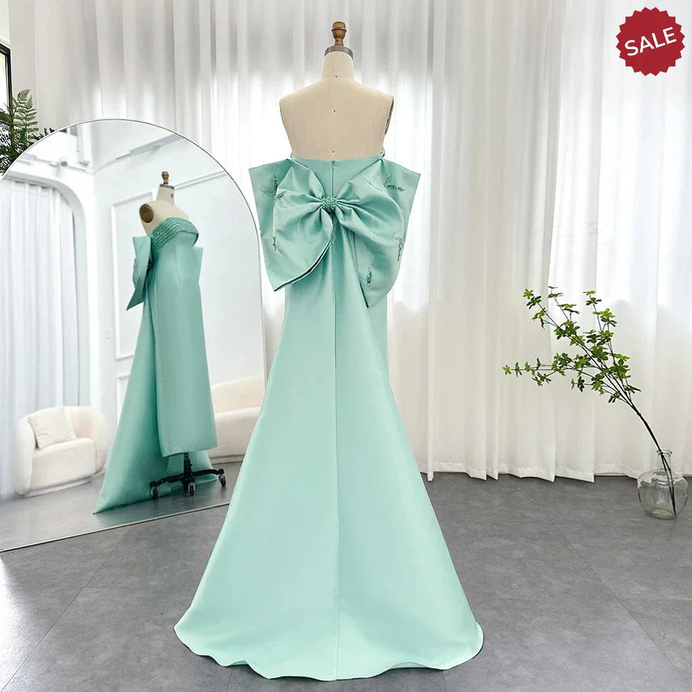 Luxury Dubai Lilac Arabic Evening Dresses with Bow Cape Beaded 2023 Elegant Women Wedding Formal Party Gowns SS319