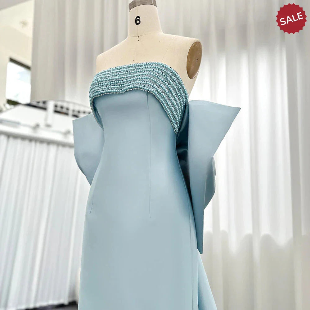 Luxury Dubai Lilac Arabic Evening Dresses with Bow Cape Beaded 2023 Elegant Women Wedding Formal Party Gowns SS319