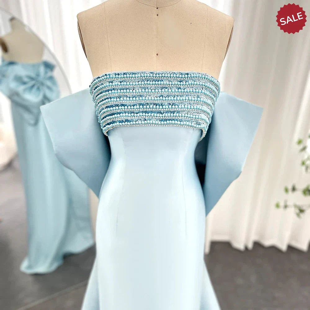 Luxury Dubai Lilac Arabic Evening Dresses with Bow Cape Beaded 2023 Elegant Women Wedding Formal Party Gowns SS319