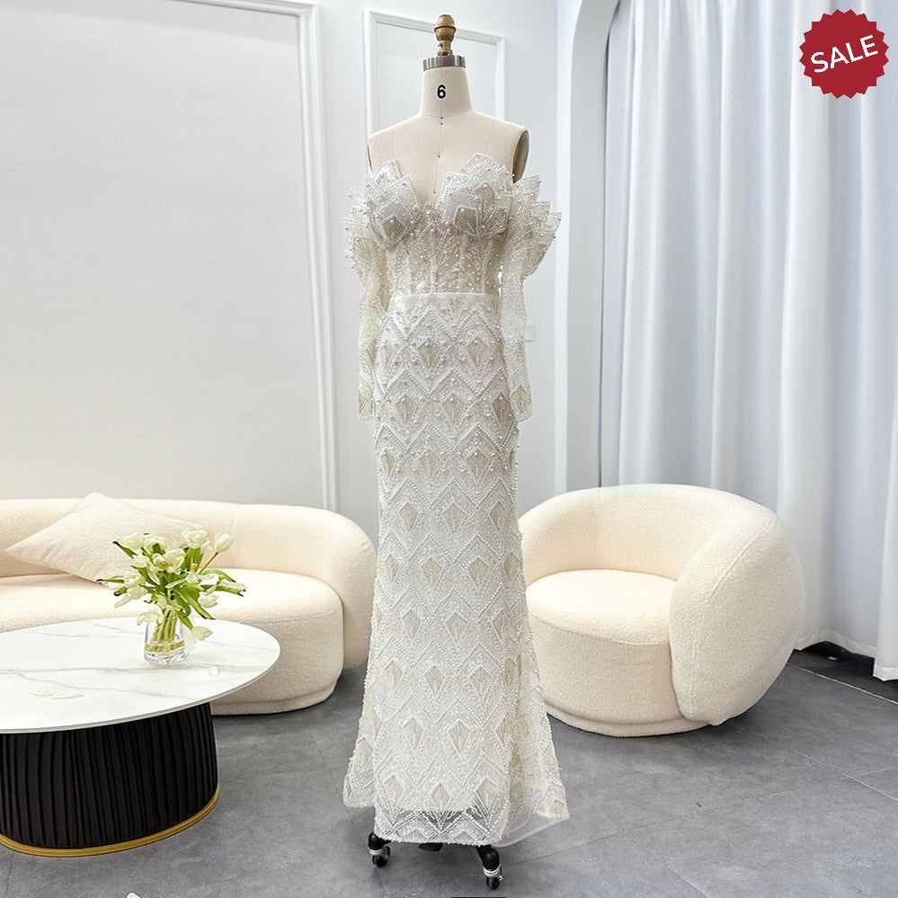 Luxury Dubai Mermaid Off Shoulder Evening Dresses for Women Wedding Party 2024 Elegant Long Prom Formal Gowns SS371