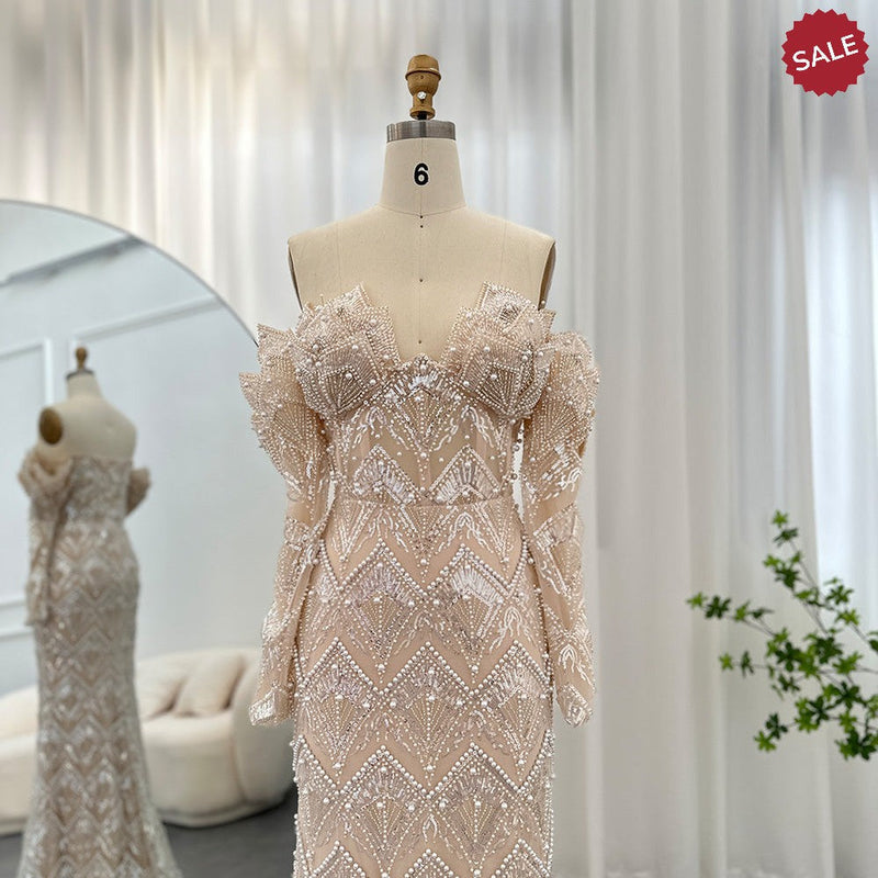 Luxury Dubai Mermaid Off Shoulder Evening Dresses for Women Wedding Party 2024 Elegant Long Prom Formal Gowns SS371