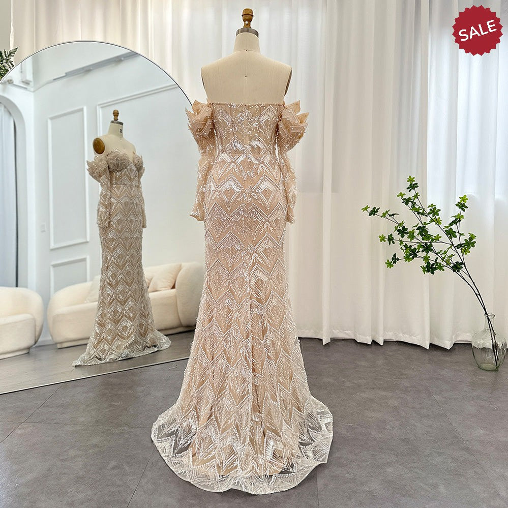 Luxury Dubai Mermaid Off Shoulder Evening Dresses for Women Wedding Party 2024 Elegant Long Prom Formal Gowns SS371