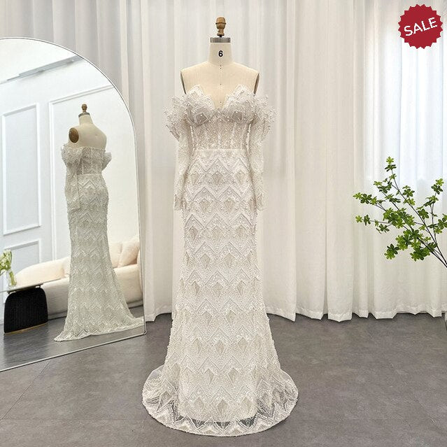 Luxury Dubai Mermaid Off Shoulder Evening Dresses for Women Wedding Party 2024 Elegant Long Prom Formal Gowns SS371
