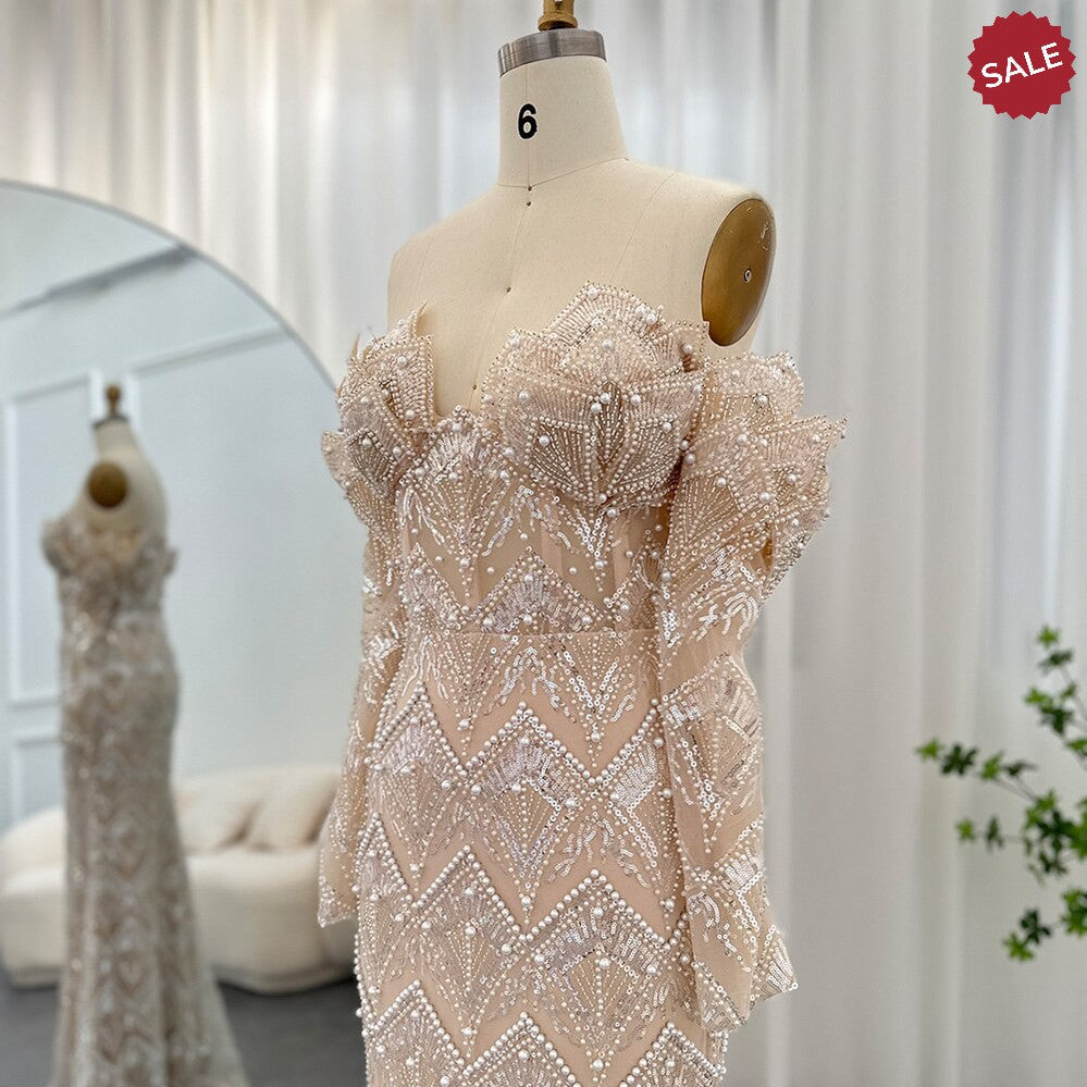 Luxury Dubai Mermaid Off Shoulder Evening Dresses for Women Wedding Party 2024 Elegant Long Prom Formal Gowns SS371