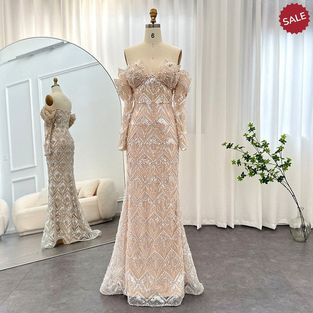 Luxury Dubai Mermaid Off Shoulder Evening Dresses for Women Wedding Party 2024 Elegant Long Prom Formal Gowns SS371