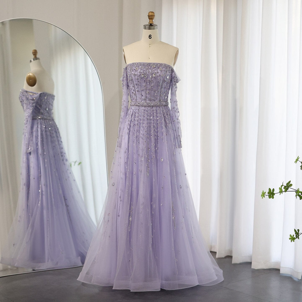 Luxury Dubai Nude Evening Dress 2023 Elegant Off Shoulder Long Sleeves Arabic Lilac Women Wedding Pary Gowns SS489
