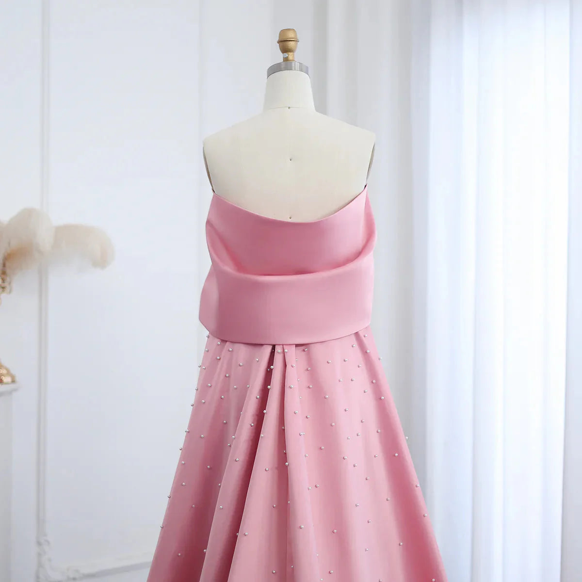 Luxury Dubai Pink Satin Evening Dresses with Train Elegant Off the Shoulder Arabic Women Wedding Party Gowns SS481