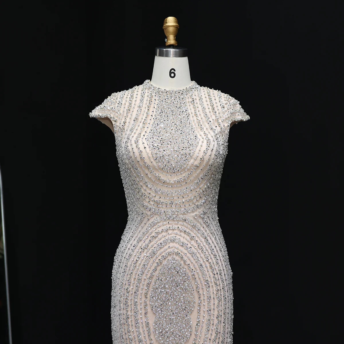 Luxury Dubai Silver Nude Arabic Evening Dresses SS400