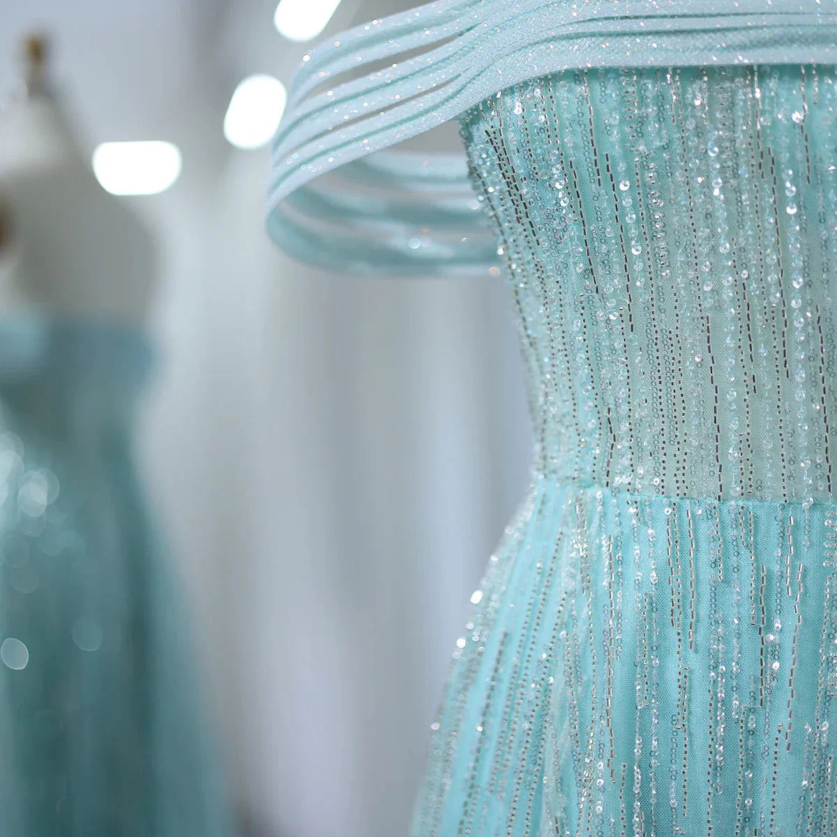Luxury Feathers Aqua Green Evening Dresses Elegant Off Shoulder Beyonce Celebrity Prom Party Dress for Wedding SS435