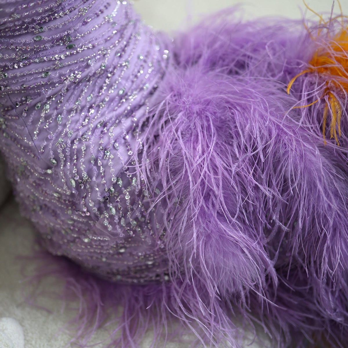 Luxury Feathers Lilac Evening Dresses Elegant Halter Mermaid Women Wedding Party Prom Gowns SS473