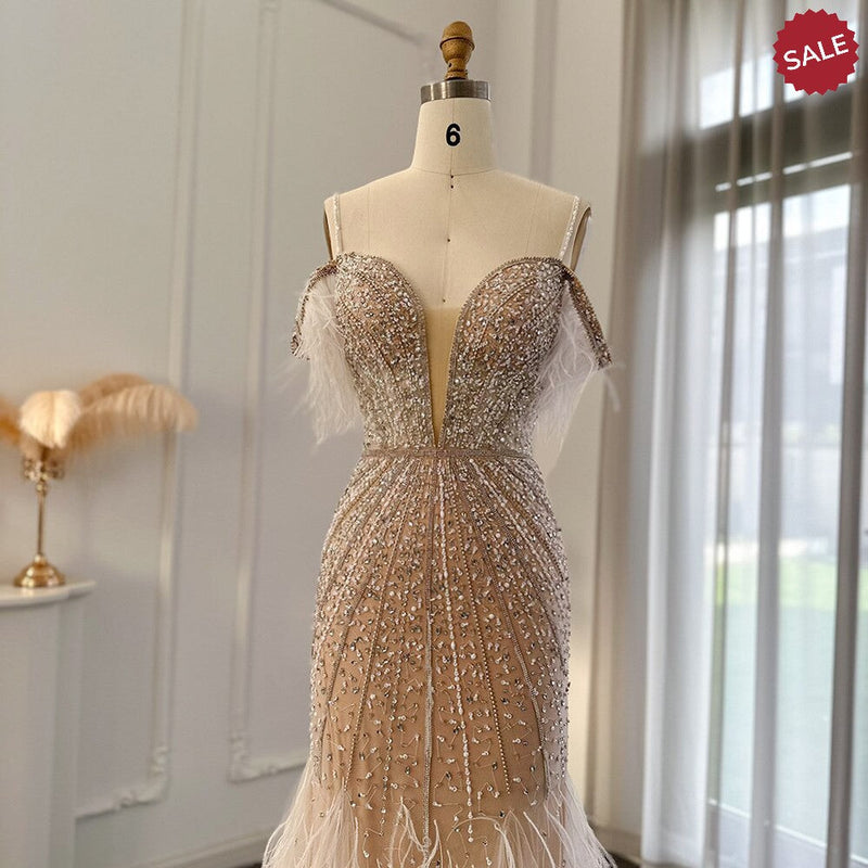 Luxury Feathers White Nude Prom Evening Dresses 2023 Elegant Burgundy Long Navy Blue Wedding Formal Party Gown SS121