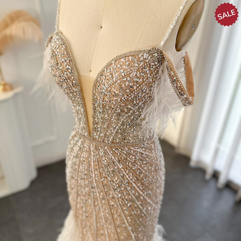 Luxury Feathers White Nude Prom Evening Dresses 2023 Elegant Burgundy Long Navy Blue Wedding Formal Party Gown SS121