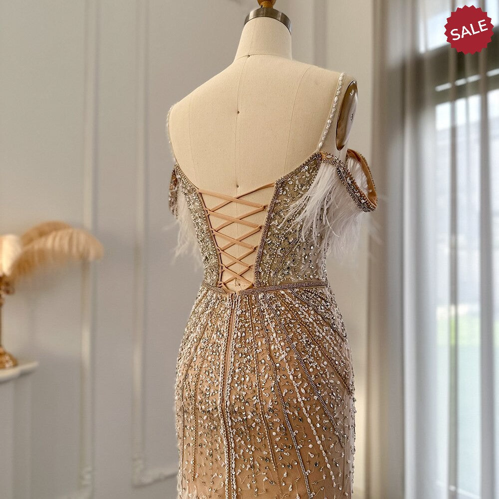 Luxury Feathers White Nude Prom Evening Dresses 2023 Elegant Burgundy Long Navy Blue Wedding Formal Party Gown SS121