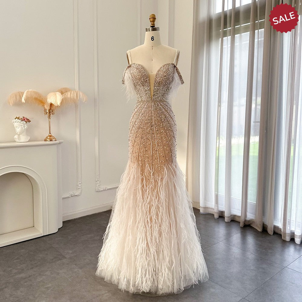 Luxury Feathers White Nude Prom Evening Dresses 2023 Elegant Burgundy Long Navy Blue Wedding Formal Party Gown SS121