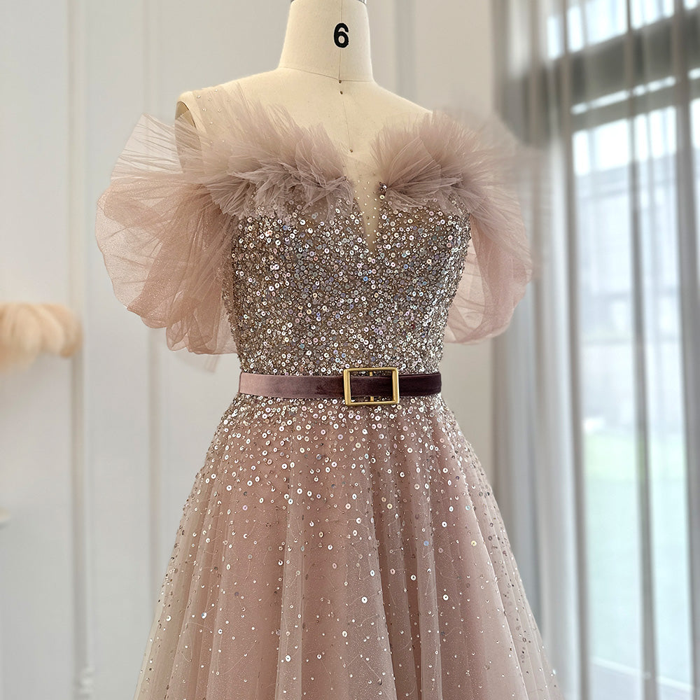 Luxury For Sale Pink Off Shoulder Evening Dress SS375